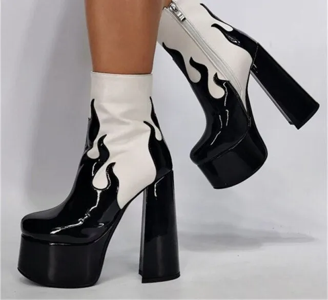 Mixed Colors Women Boots Ankle Platform