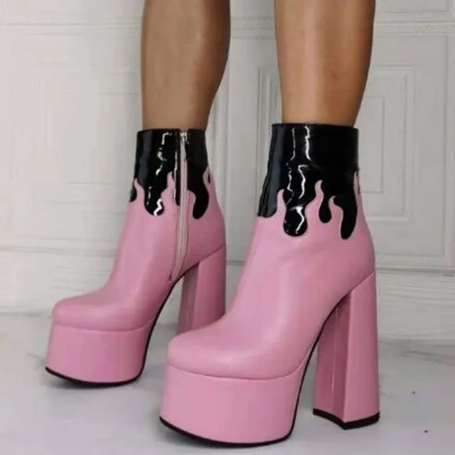 Mixed Colors Women Boots Ankle Platform
