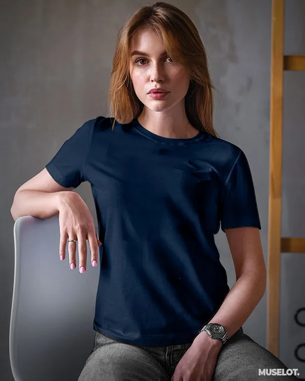 Navy blue plain t shirt for women