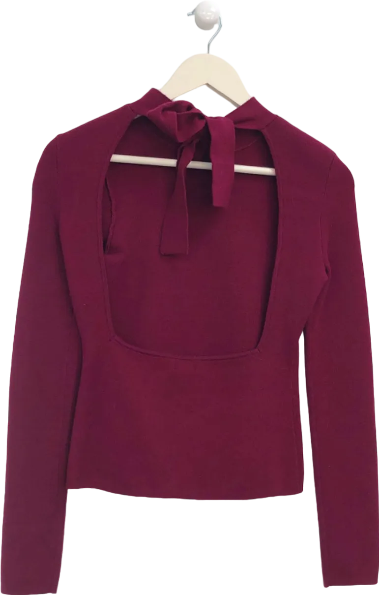 NBD Burgundy Open Back Sweater UK XS