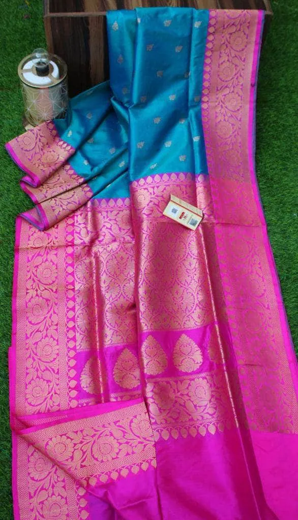 New Exclusive Banarasi Handloom Pure Khaddi Katan Silk Border Saree