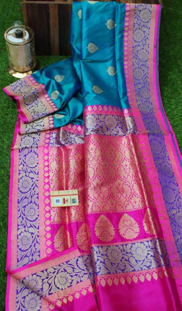 New Exclusive Banarasi Handloom Pure Khaddi Katan Silk Border Saree