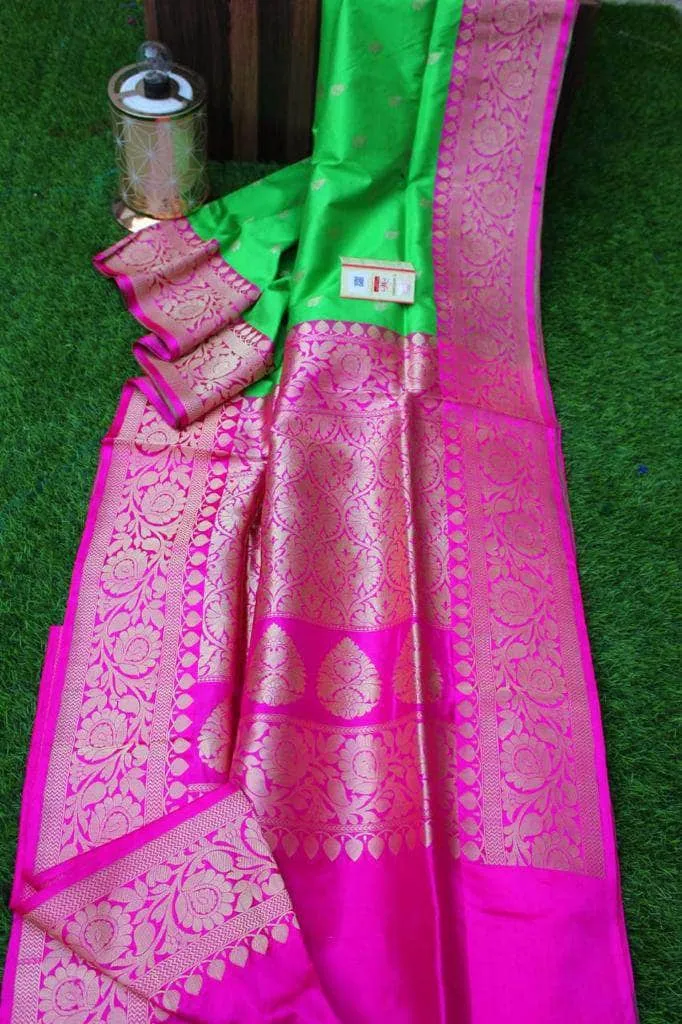 New Exclusive Banarasi Handloom Pure Khaddi Katan Silk Border Saree