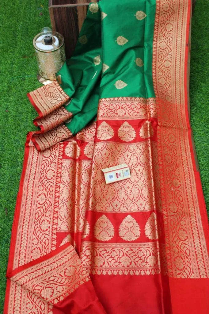 New Exclusive Banarasi Handloom Pure Khaddi Katan Silk Border Saree