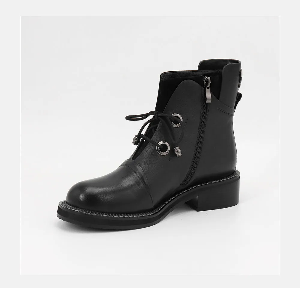 New Fashion Individual Women Boots High-quality Cow Leather Solid Basic Martin Boots Warm Soft Insole Ankle Boots