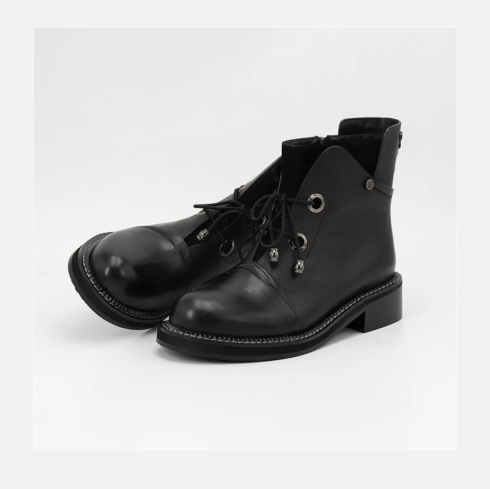 New Fashion Individual Women Boots High-quality Cow Leather Solid Basic Martin Boots Warm Soft Insole Ankle Boots