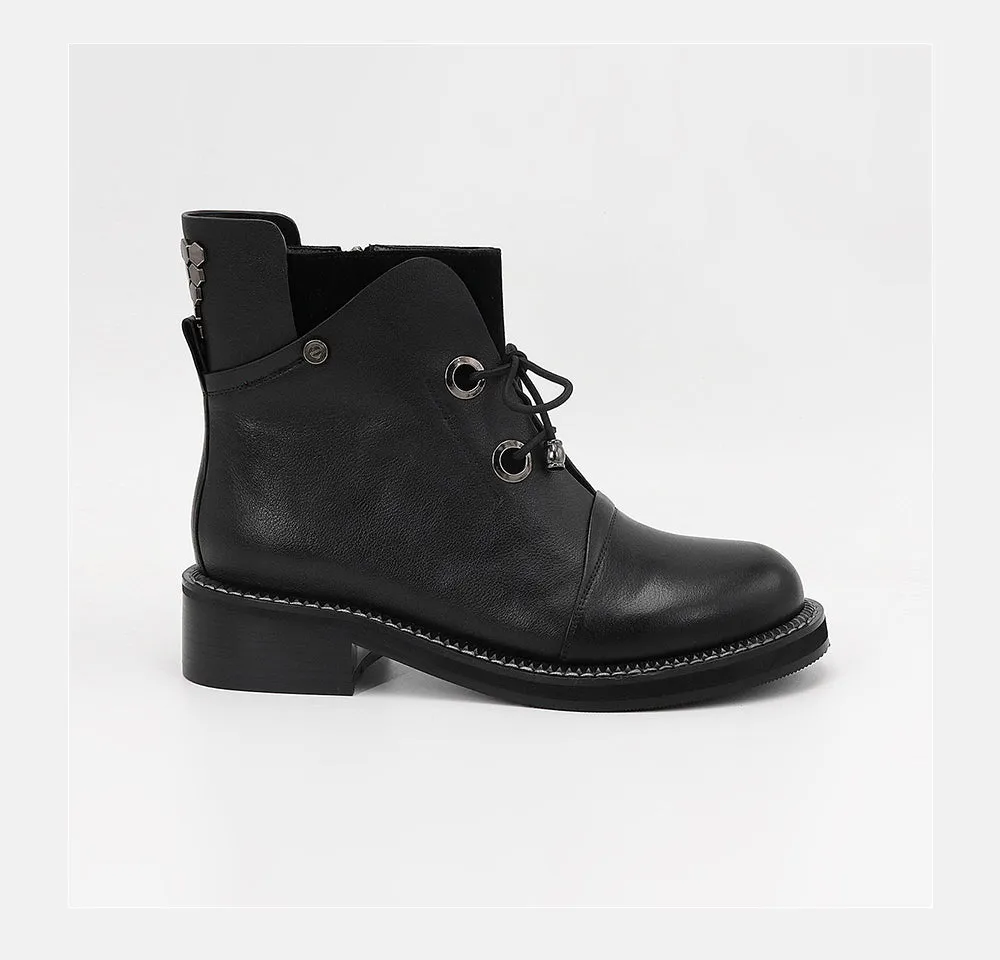 New Fashion Individual Women Boots High-quality Cow Leather Solid Basic Martin Boots Warm Soft Insole Ankle Boots