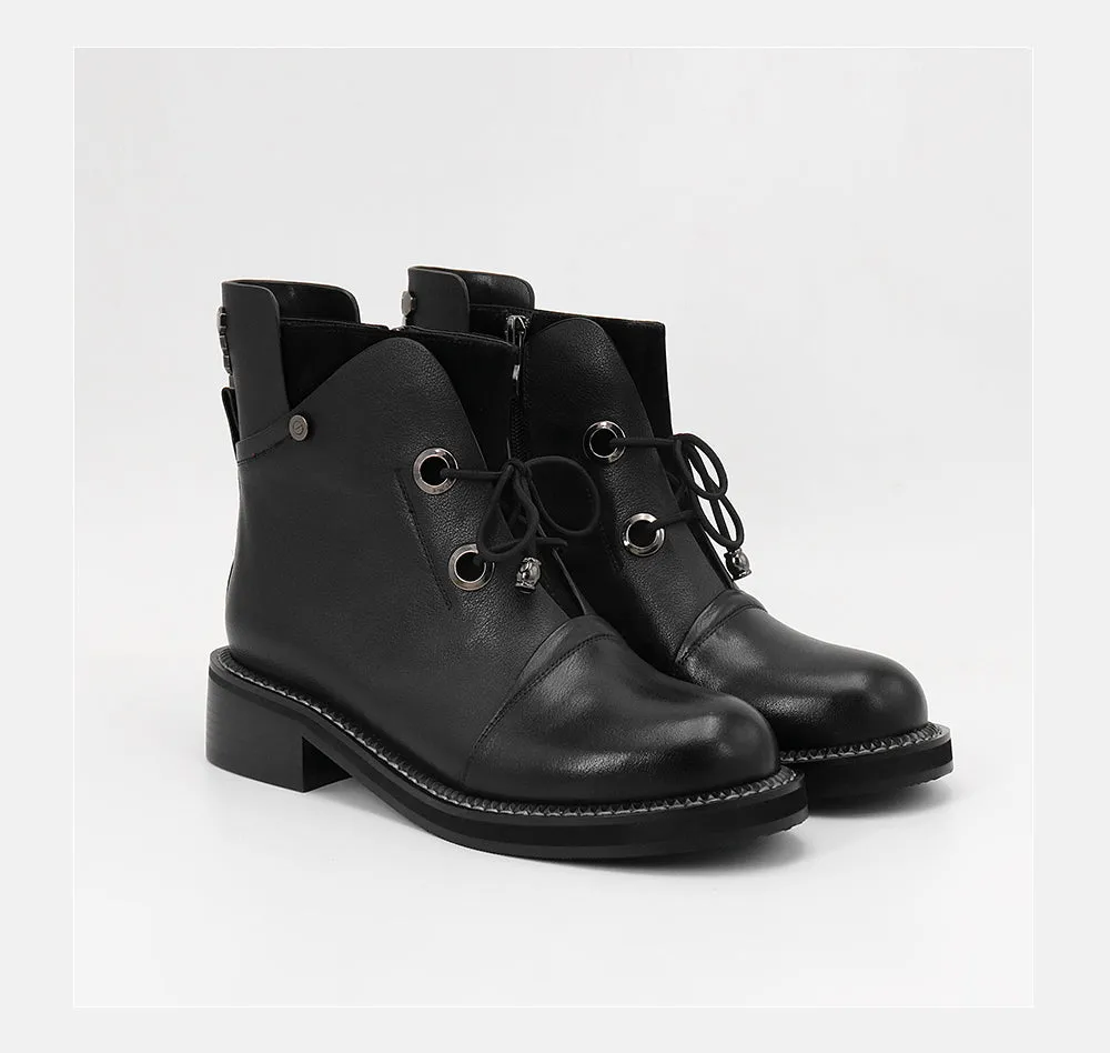 New Fashion Individual Women Boots High-quality Cow Leather Solid Basic Martin Boots Warm Soft Insole Ankle Boots