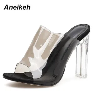 New PVC Jelly Sandals Crystal Open Toed Sexy Thin Heels