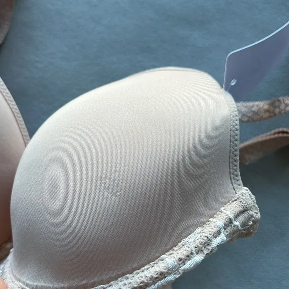 New Simone Perele Caresse 3D Plunge T-Shirt Bra in Peau Rose Size 32C