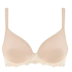 New Simone Perele Caresse 3D Plunge T-Shirt Bra in Peau Rose Size 32C