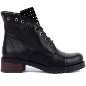 New Women Genuine Leather Boots Winter Couple Ankle Boots Casual Lace Up Ladies Fashion Shoes Brown Botas Mujer