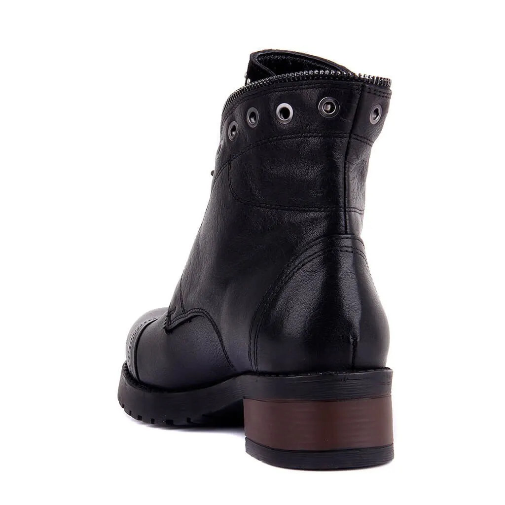 New Women Genuine Leather Boots Winter Couple Ankle Boots Casual Lace Up Ladies Fashion Shoes Brown Botas Mujer