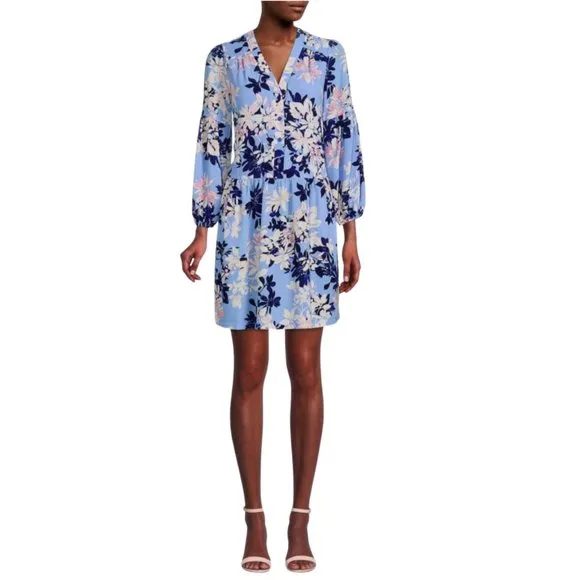 NWOT Vince Camuto Floral Pebble Crepe Button Front Dress Sz. 12