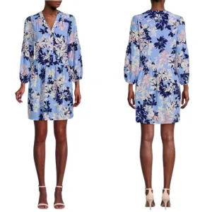 NWOT Vince Camuto Floral Pebble Crepe Button Front Dress Sz. 12