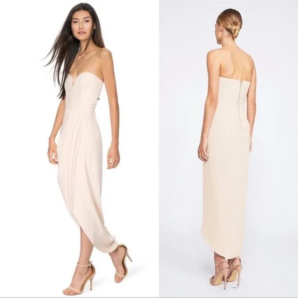 NWT Shona Joy U Wire Bustier Dress Ballet Nude sz 6 Revolve Bridesmaid Black Tie