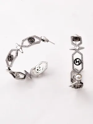 Outhouse   I    OH Celeste Biscayne Boulevard Sirius Hoop Earrings Silver New OHAW19EA091