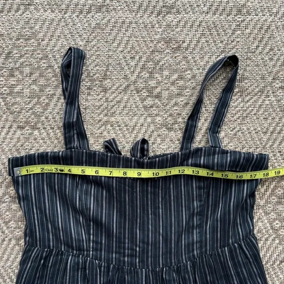PAIGE Santibel Stripe Tiered Midi Dress Size Large Cotton Linen