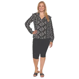 Papa Fashions Black Top with Ruffle