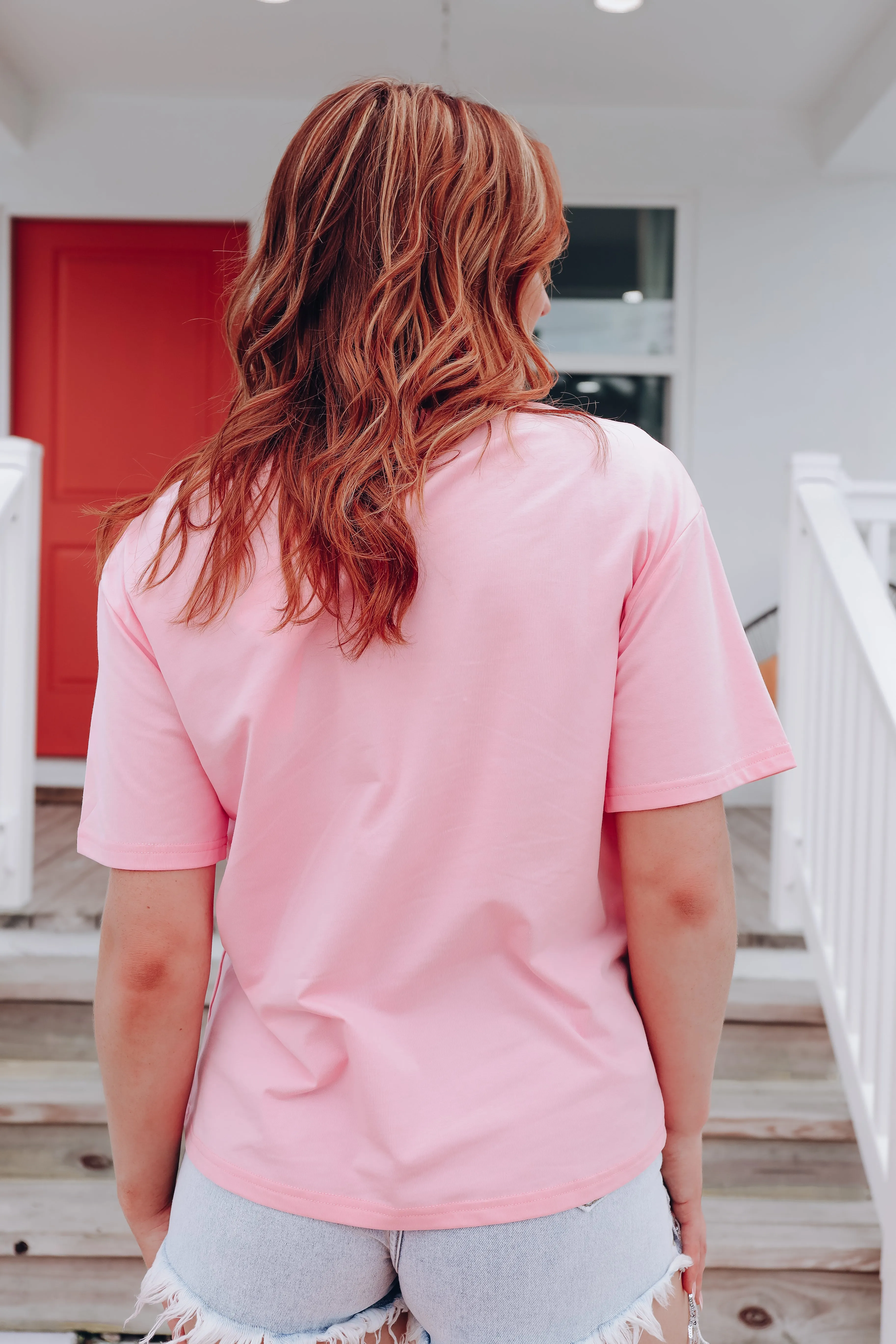 Pearls, Boots, & Bling Graphic Tee - Pink