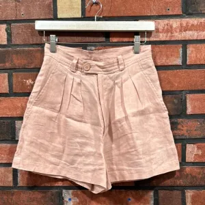 Posse Pink Pleated linen Shorts