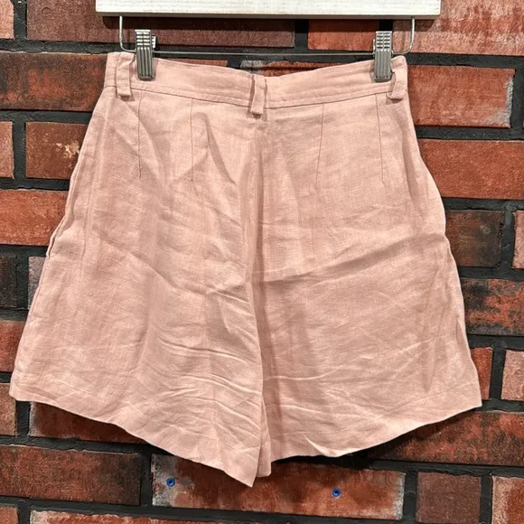 Posse Pink Pleated linen Shorts