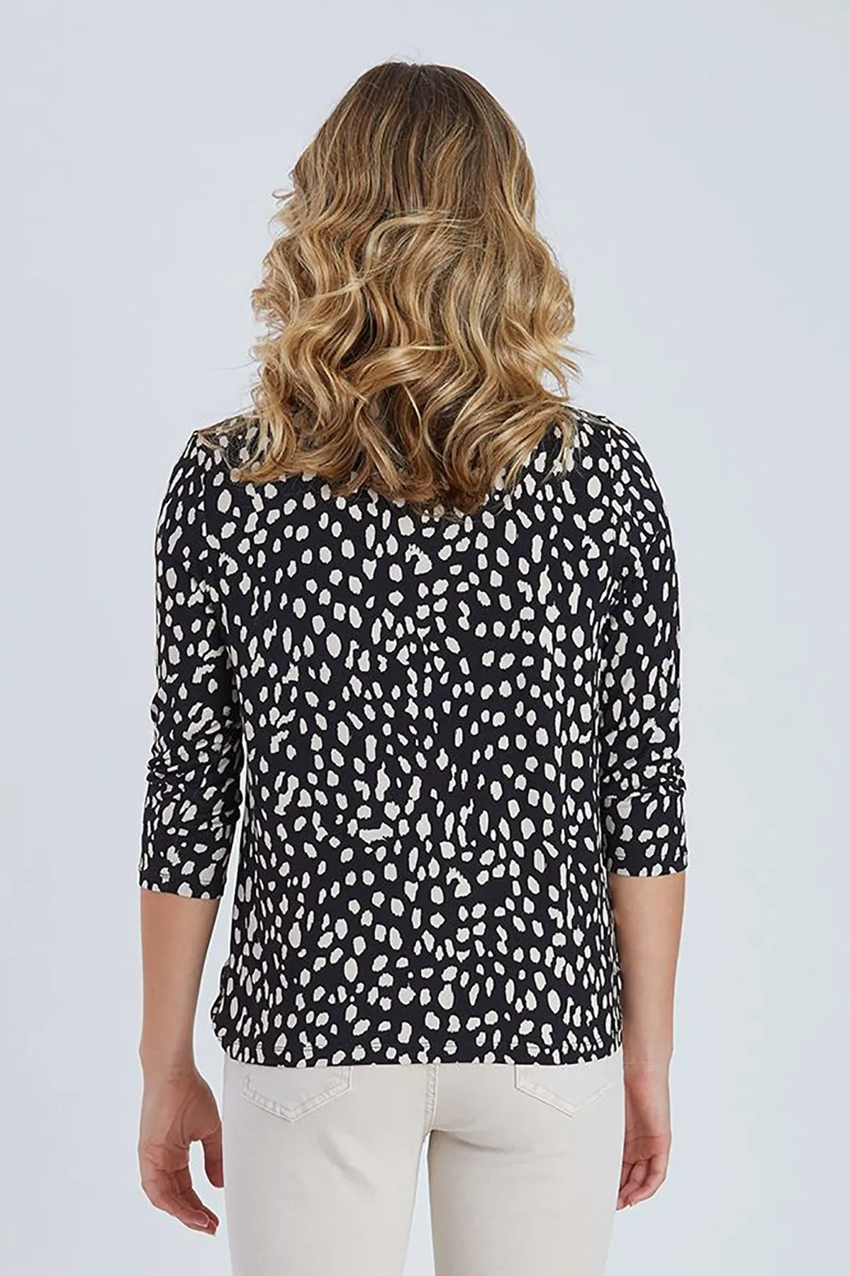 Print Knot Front Top - Black - TZ28