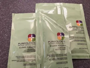 Pureology Clean Volume Shampoo & Conditioner Sample Travel Packs .35 oz 2pack *