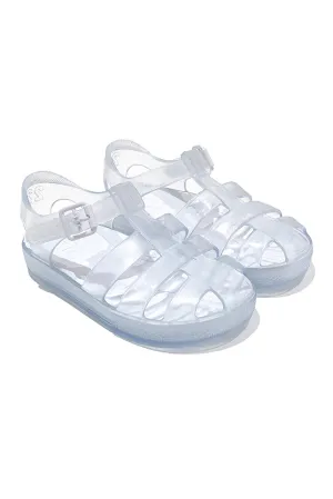 "Monaco" Clear & White Jelly Sandals