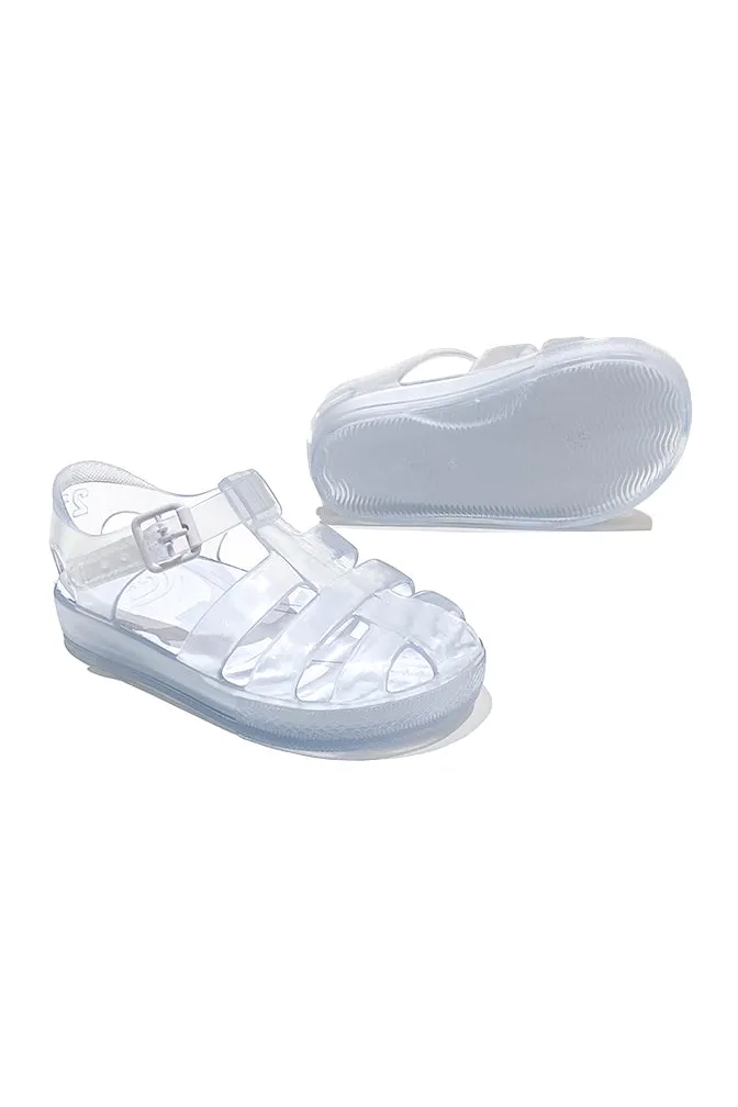 "Monaco" Clear & White Jelly Sandals