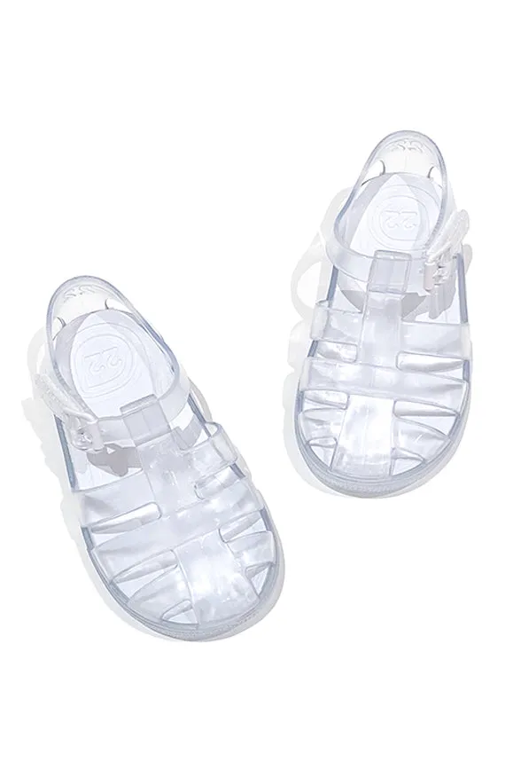 "Monaco" Clear & White Jelly Sandals