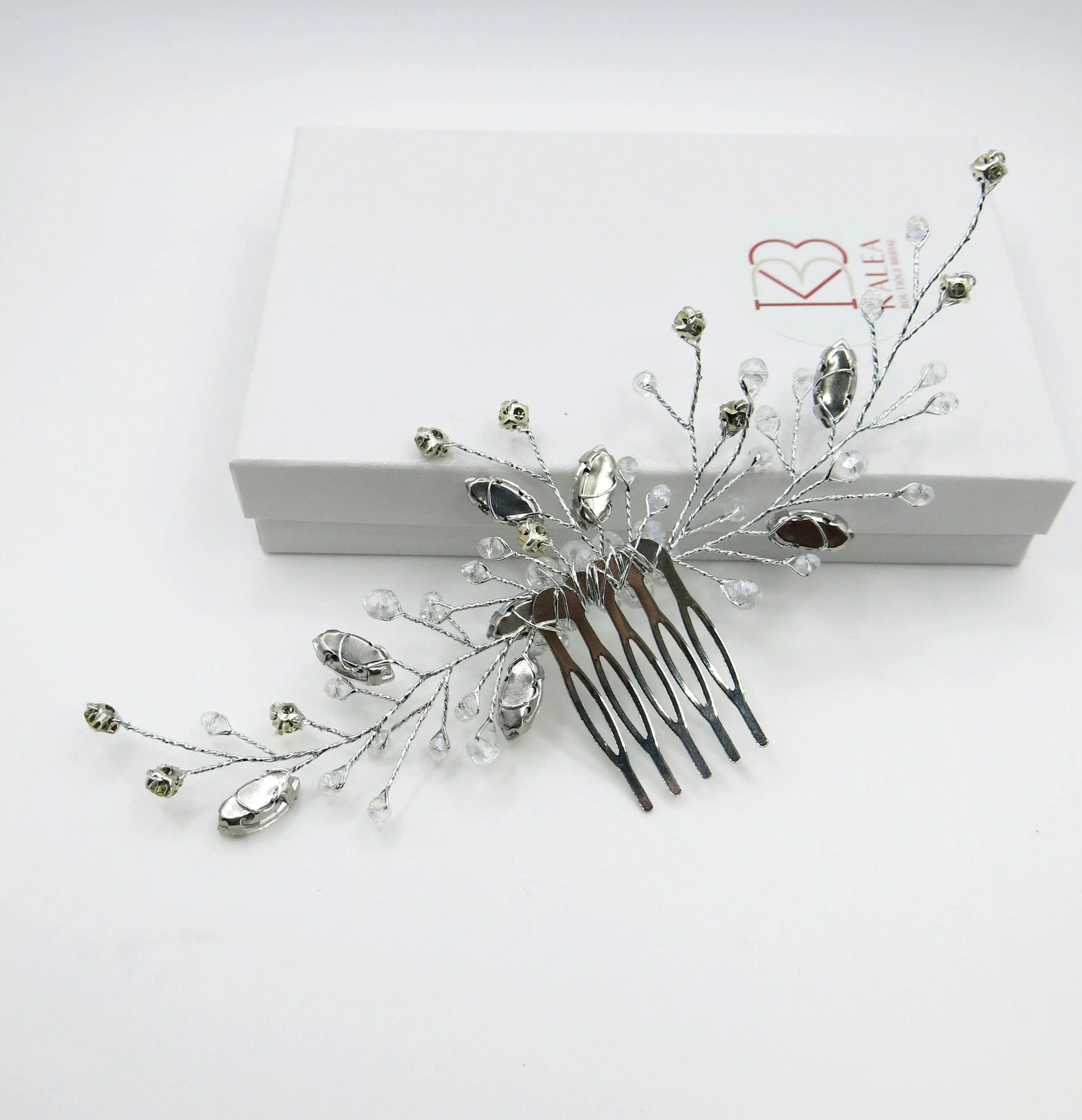 Rhinestone Large Bridal Hair Comb, Crystal Floral Wedding Hairpiece, Silver Decorative Hair Comb Headpiece