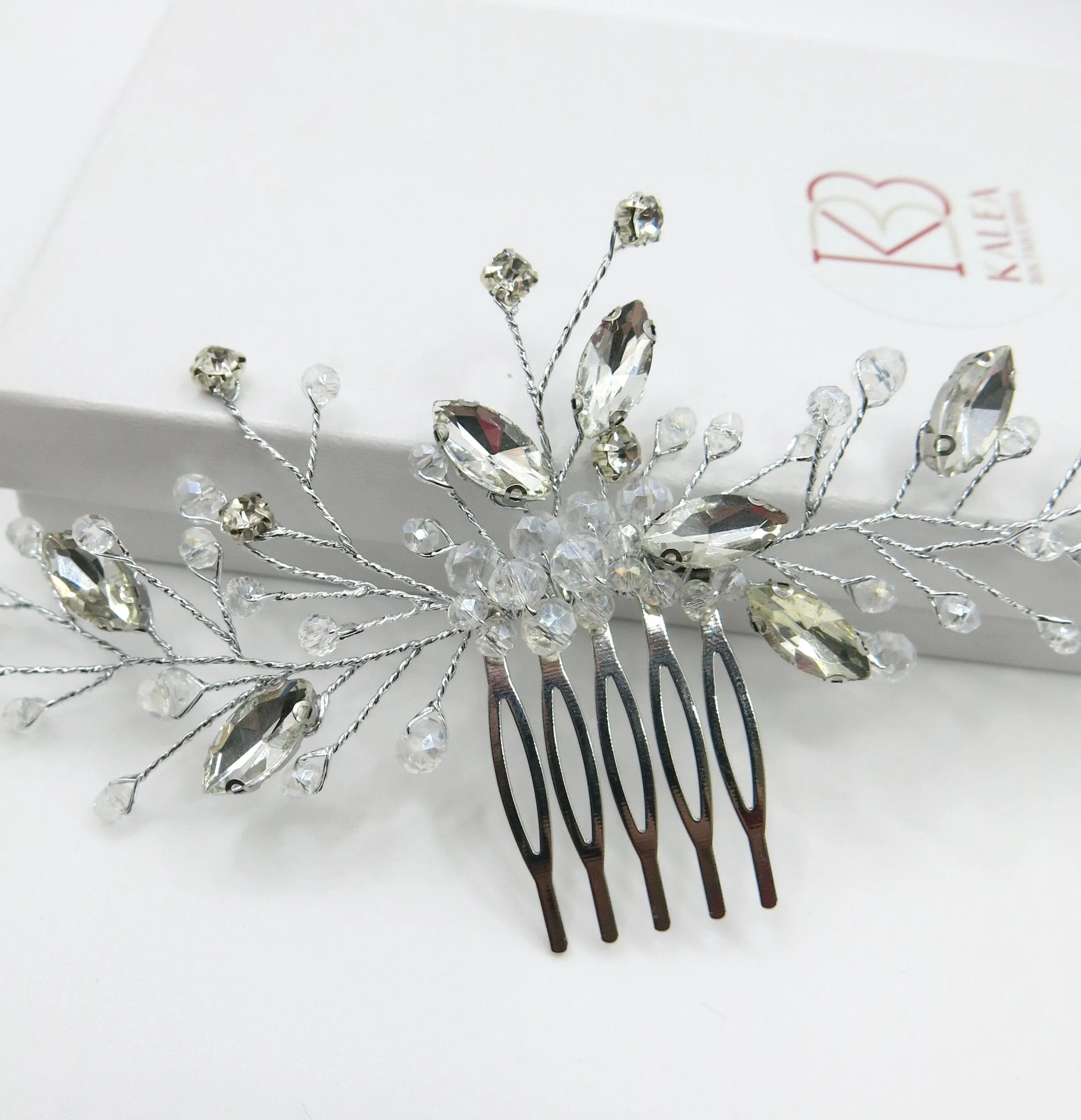 Rhinestone Large Bridal Hair Comb, Crystal Floral Wedding Hairpiece, Silver Decorative Hair Comb Headpiece