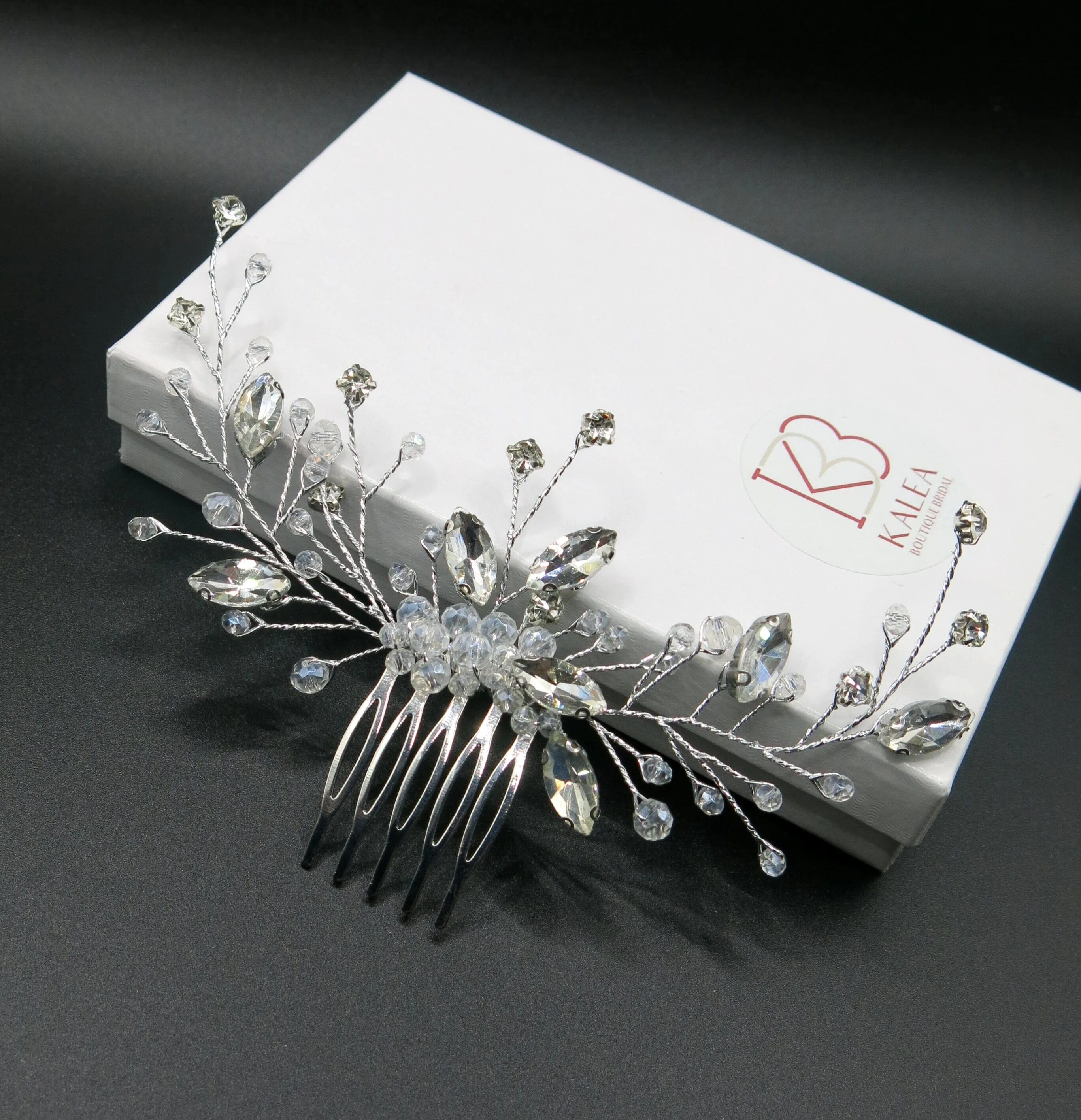 Rhinestone Large Bridal Hair Comb, Crystal Floral Wedding Hairpiece, Silver Decorative Hair Comb Headpiece