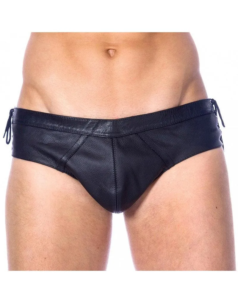 Rimba - Zwarte Lederen Gladiator Slip