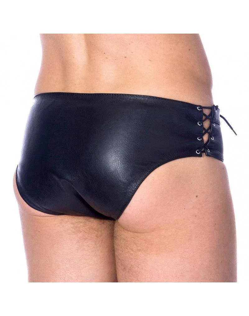 Rimba - Zwarte Lederen Gladiator Slip