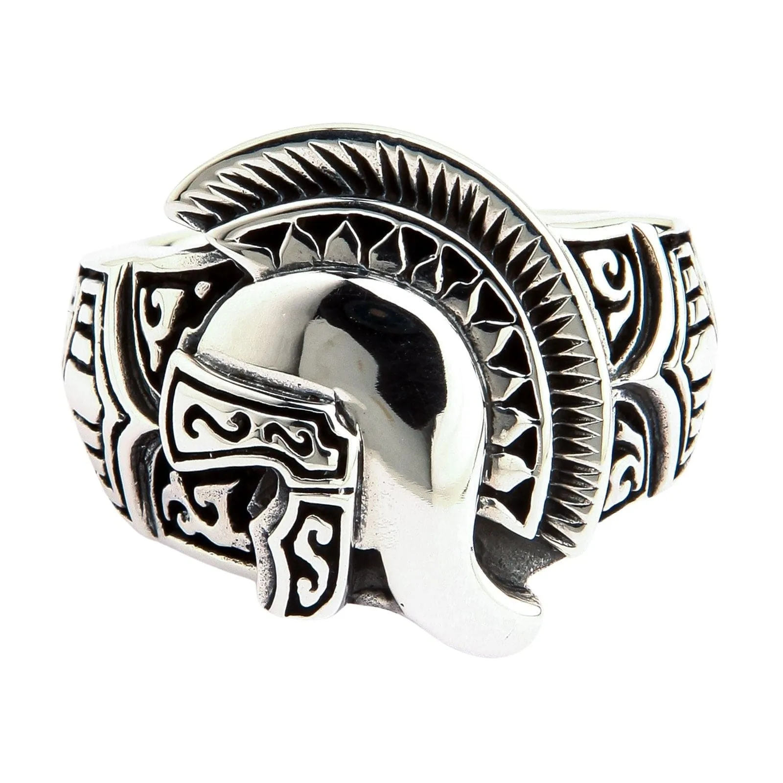 Roman Warrior Helmet Sterling Silver Medieval Ring