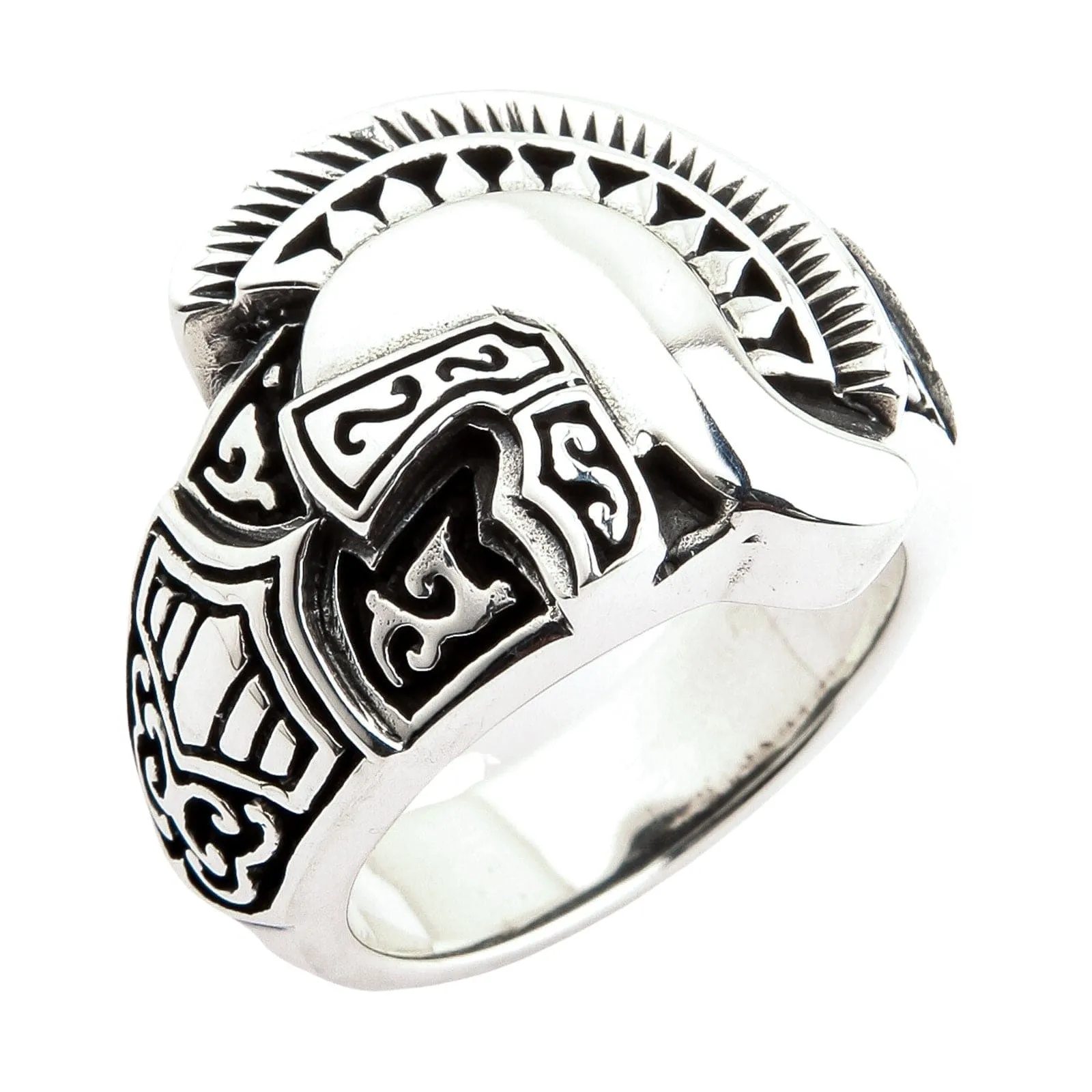 Roman Warrior Helmet Sterling Silver Medieval Ring
