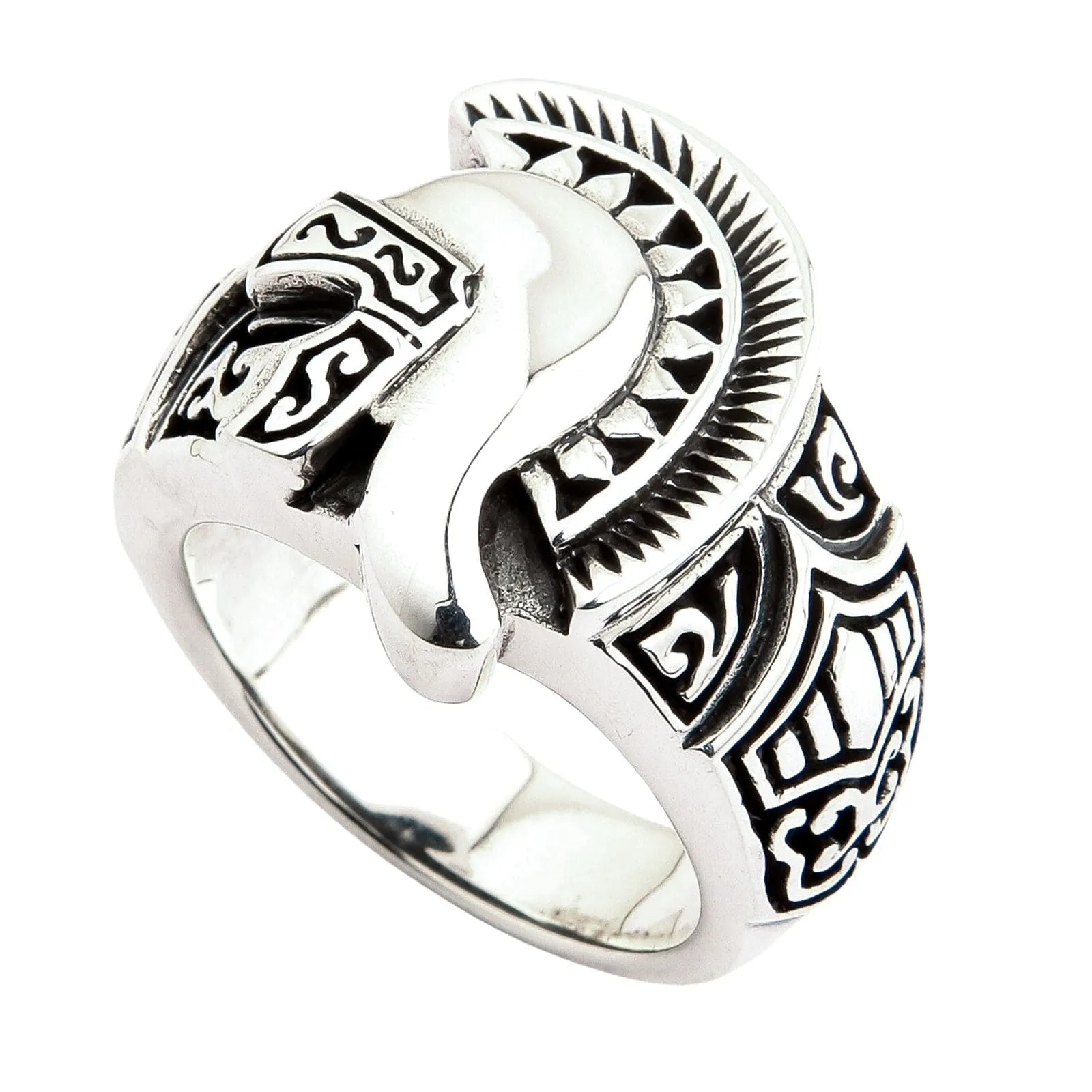 Roman Warrior Helmet Sterling Silver Medieval Ring
