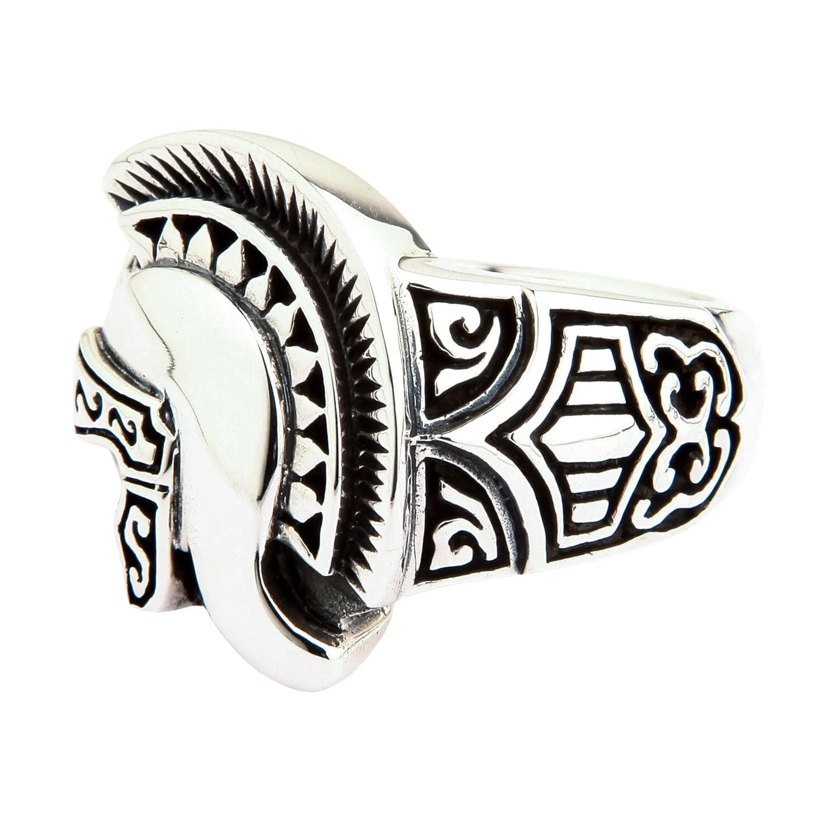 Roman Warrior Helmet Sterling Silver Medieval Ring