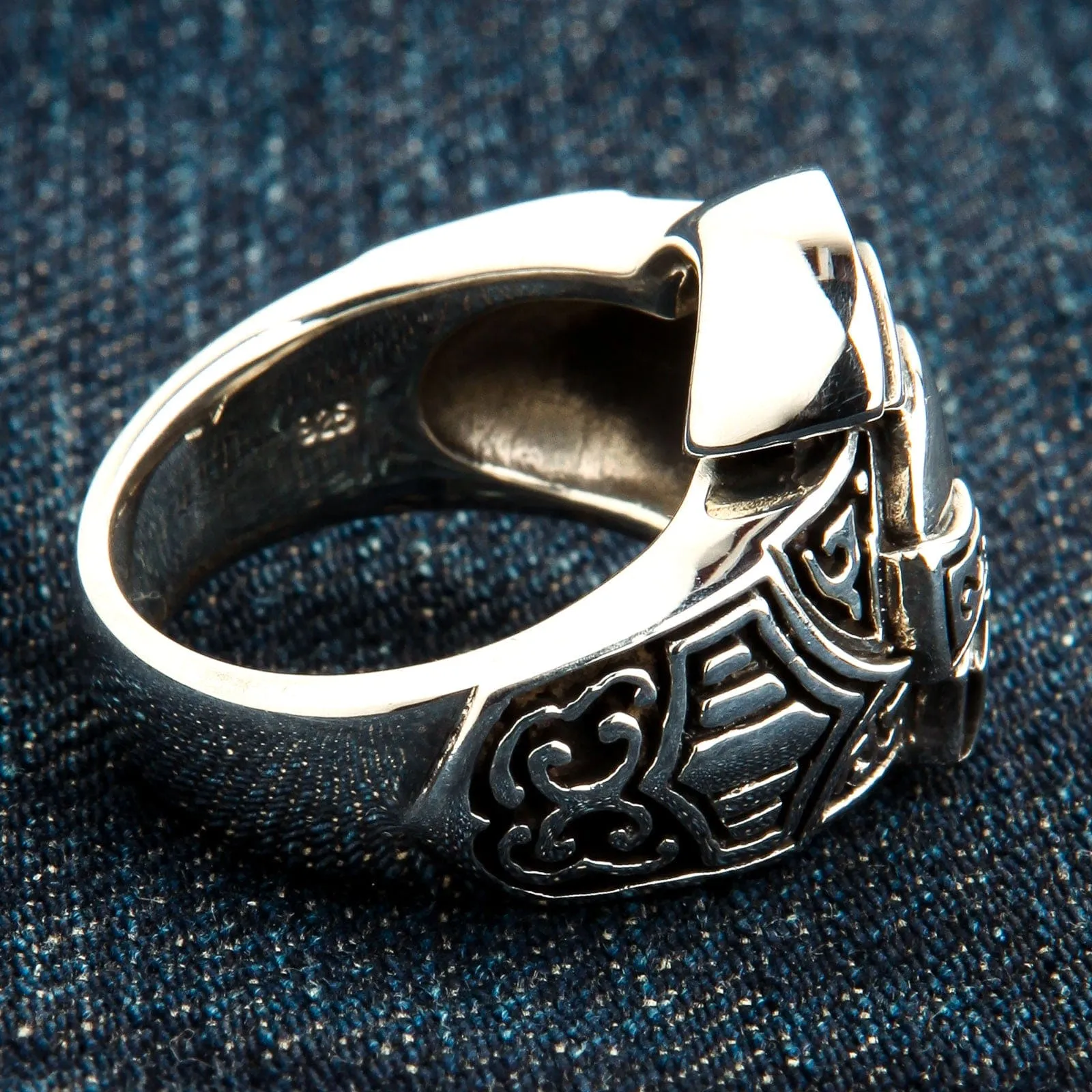 Roman Warrior Helmet Sterling Silver Medieval Ring