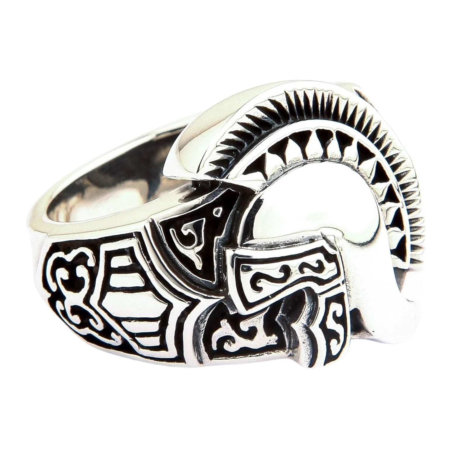 Roman Warrior Helmet Sterling Silver Medieval Ring