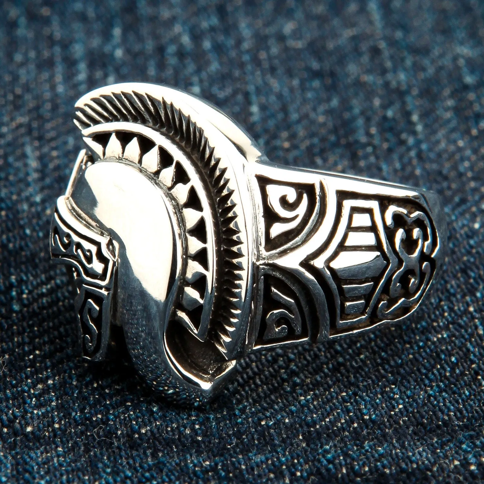 Roman Warrior Helmet Sterling Silver Medieval Ring