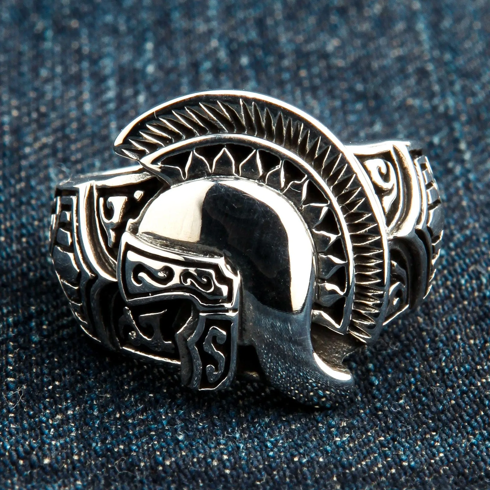 Roman Warrior Helmet Sterling Silver Medieval Ring