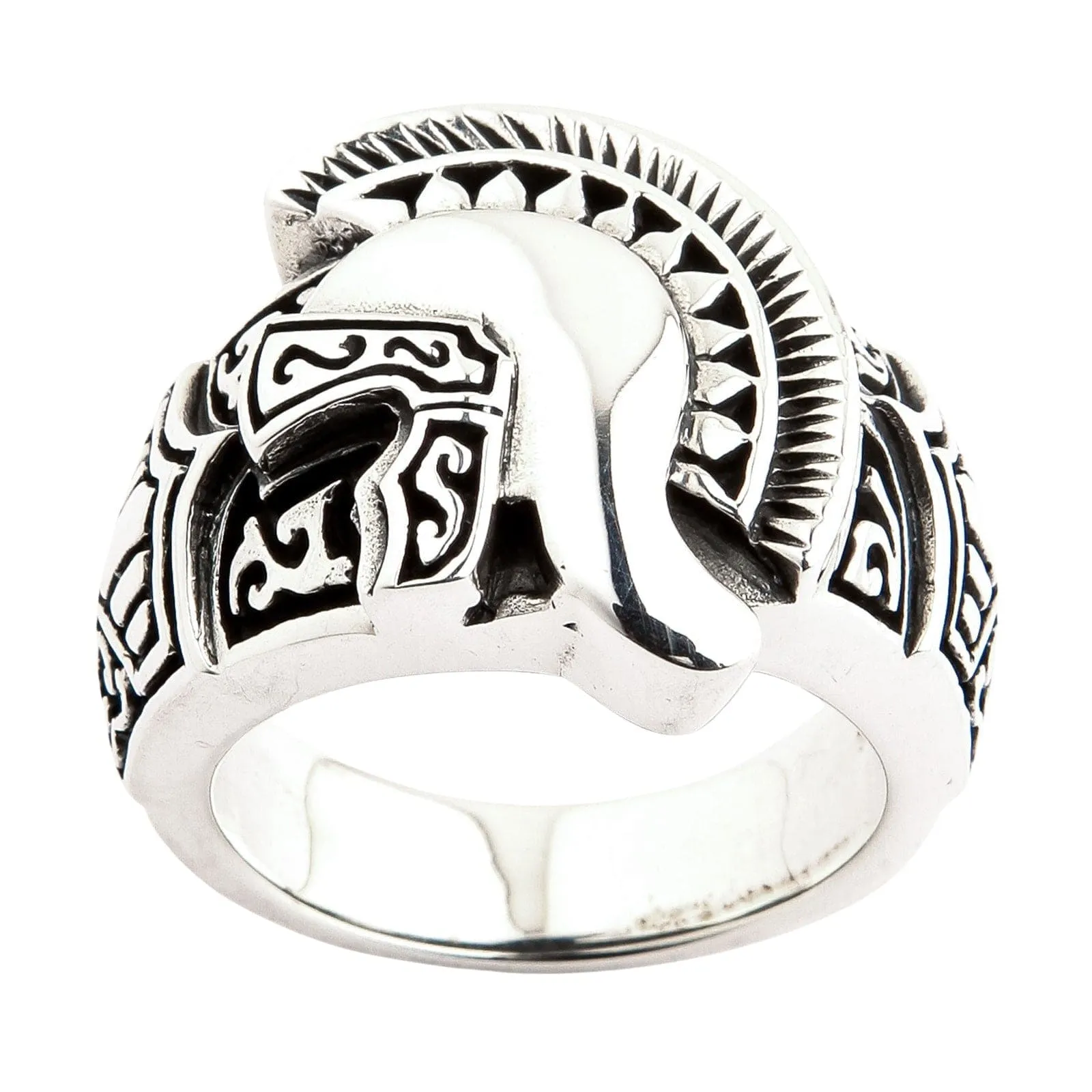 Roman Warrior Helmet Sterling Silver Medieval Ring