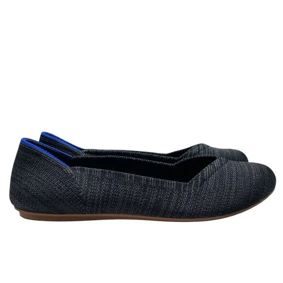 ROTHY'S &quot;The Flat&quot; Round Toe Ballet Shoe in Heather Gray/Black Size 7.5