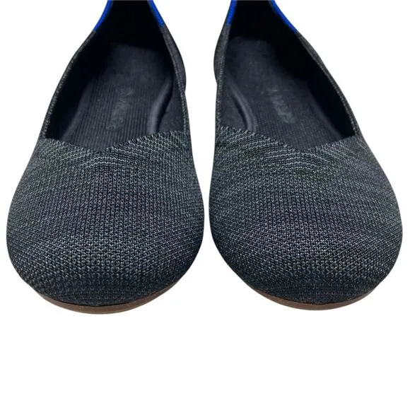 ROTHY'S &quot;The Flat&quot; Round Toe Ballet Shoe in Heather Gray/Black Size 7.5