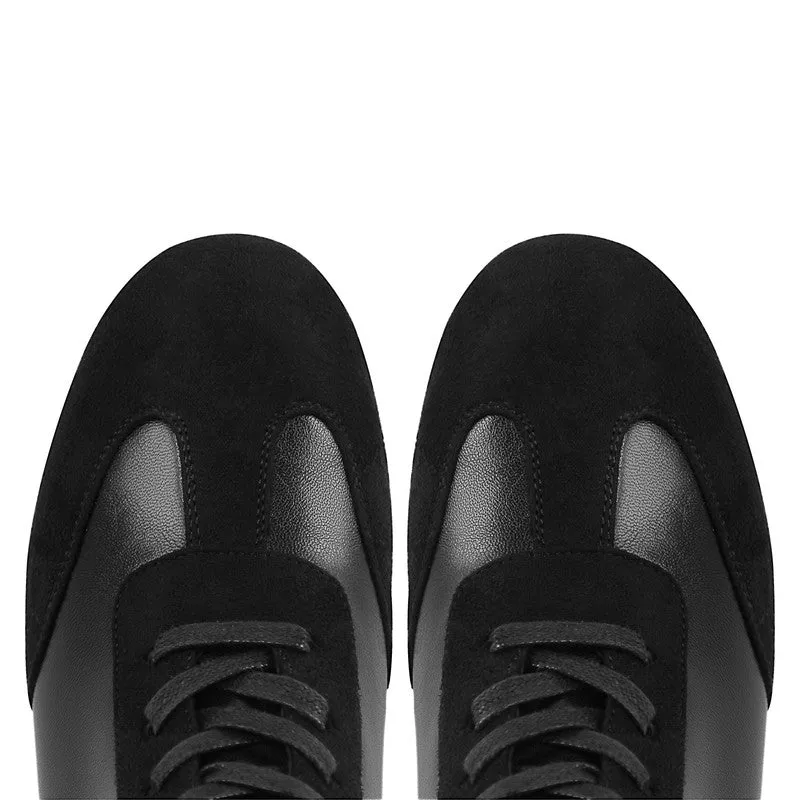 Round Toe Lace-up Boxing Ankle Boots