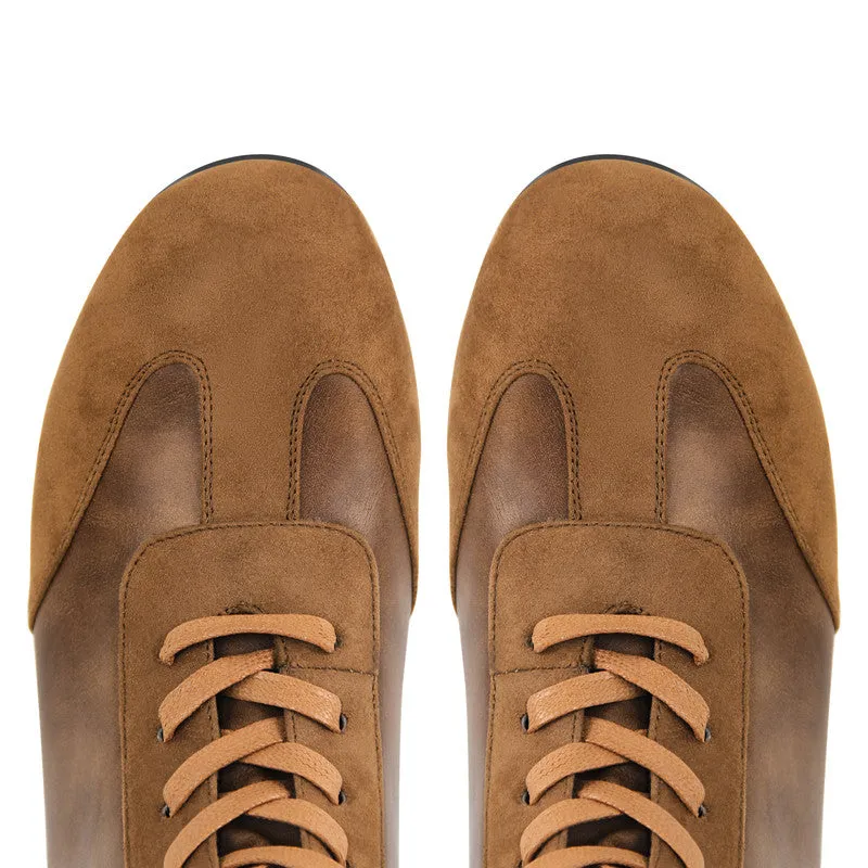 Round Toe Lace-up Boxing Ankle Boots