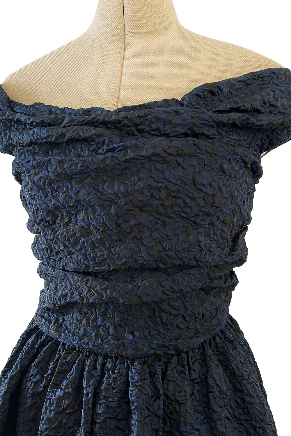 Runway Fall 2019 Christian Dior by Maria Grazia Chiuri Deep Blue & Black Off Shoulder Dress